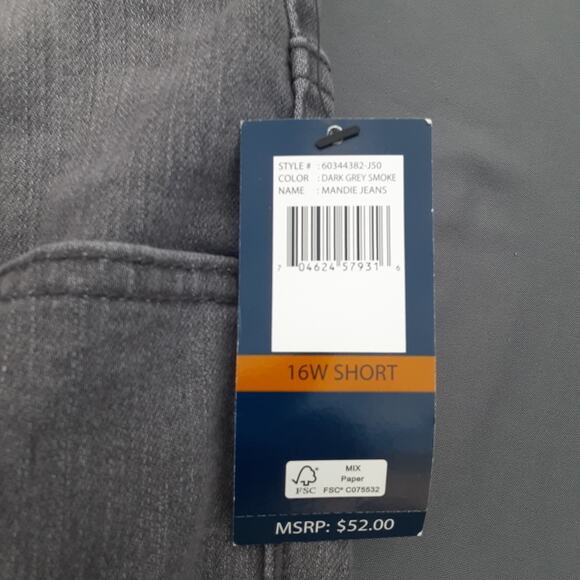 NWT Bandolino Women's Jeans Size 16 Short Medium Wash Straight Leg Stretch Gray - Picture 4 of 11